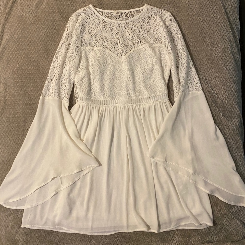 White Long Sleeve Mini Dress